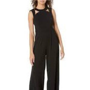 Calvin Klein Black Sleeveless Jumpsuit With Cut Outs & Front Pockets Size 4